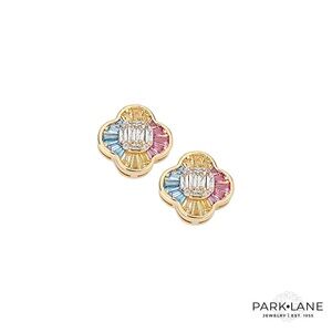 Park Lane “Bonbon” Multicolor Baguette Earrings | Gold Tone Statement Studs